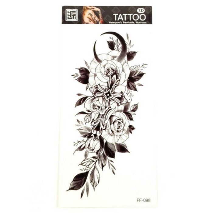 Тимчасове тату "Квіти" FF-098 розмір 19 х 9 см Fresh Tattoo