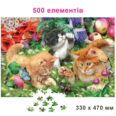 Дитячий пазл "Кошенята та Жучки" 84702, 500 елементів Энергия Плюс
