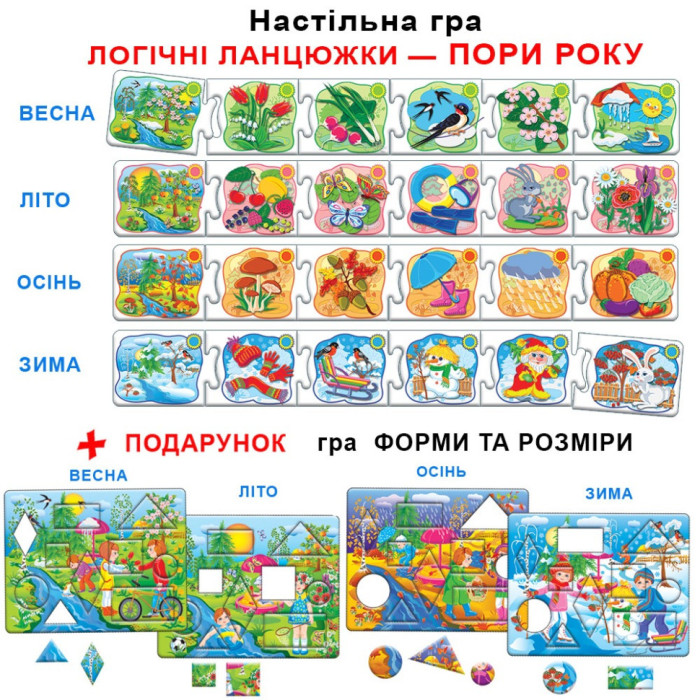 Дитяча розвиваюча гра "Логічні ланцюжки. Пори року" 86065 укр. мовою Энергия Плюс
