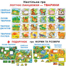 Дитяча розвиваюча гра "Логічні ланцюжки. Тварини" 86058 укр. мовою Энергия Плюс