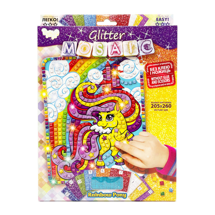 Креативна творчість "Блискуча мозаїка: Rainbow Pony"БМ-02-04, 20.6х26 см Danko Toys