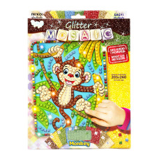 Креативна творчість "Блискуча мозаїка: Monkey"БМ-02-03, 20.6х26 см Danko Toys