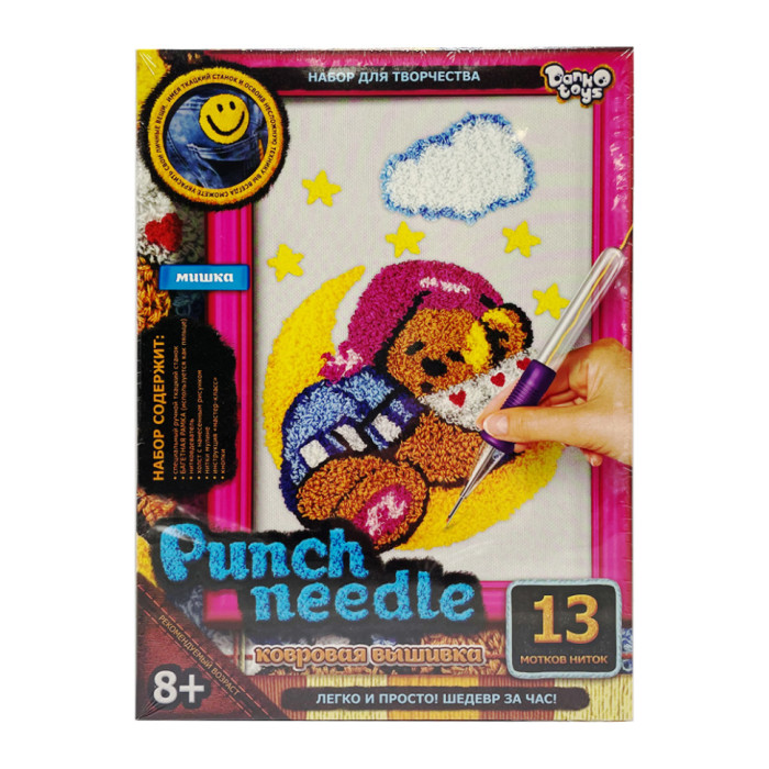 Набір для творчості "Punch Needle: Ведмедик на місяці" PN-01-09 килимова вишивка Danko Toys