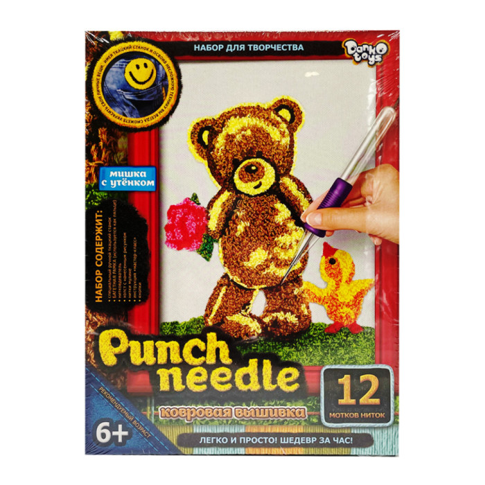 Набір для творчості Ведмедик з каченям "Punch Needle" PN-01-01 килимова вишивка Danko Toys