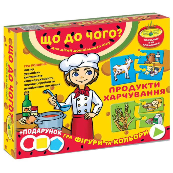 Дитяча розвиваюча гра "Що до чого? Продукти харчування" 87444 укр. мовою Энергия Плюс